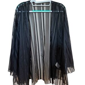 Frederick's of Hollywood Black Sheer Short Robe Med.